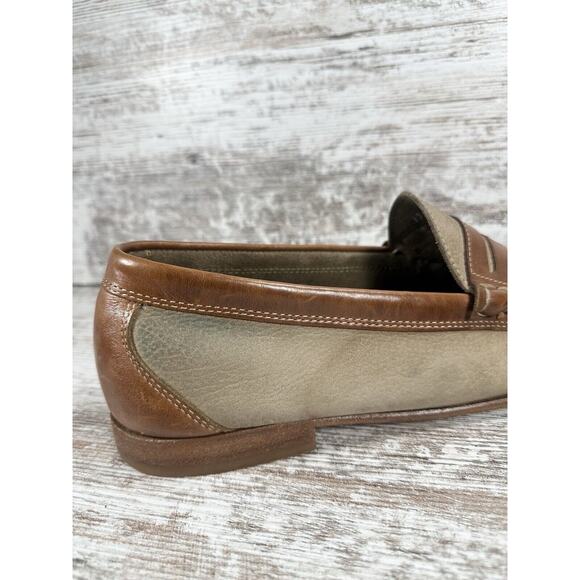 Men\'s G.H. Bass Weejuns Two-Tone Beige/Brown Leather Penny Loafers Sz 13D main image 10